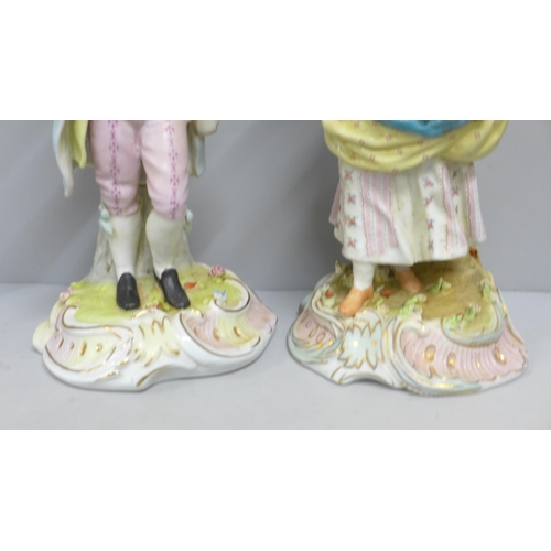 783 - A pair of continental porcelain figural candlesticks, 40cm **PLEASE NOTE THIS LOT IS NOT ELIGIBLE FO... 