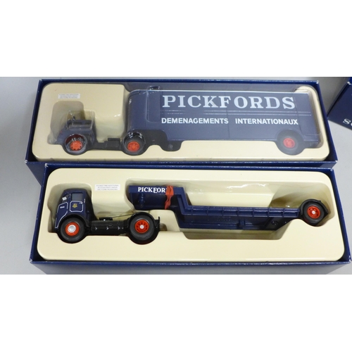 794 - Four model vehicle sets, three Corgi Pickfords and one Houseman Haulage