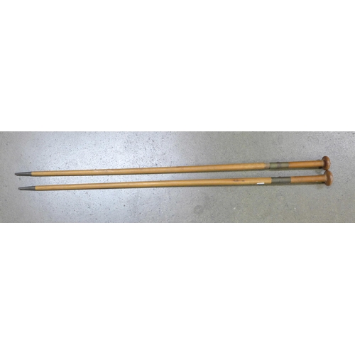 801 - Two Maldives sword sticks, tops a/f