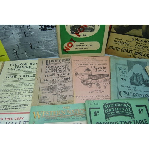 805 - Eighteen bus and coach timetables, 1926-61, mainly 1930s/40s