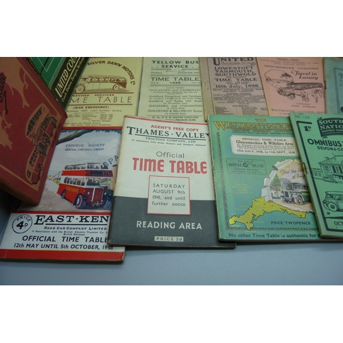 805 - Eighteen bus and coach timetables, 1926-61, mainly 1930s/40s