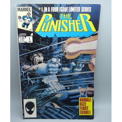 806 - Five Marvel comics, The Punisher mini-series, #1 to #5, marked #1, 3 and 4 in a four issue series an... 