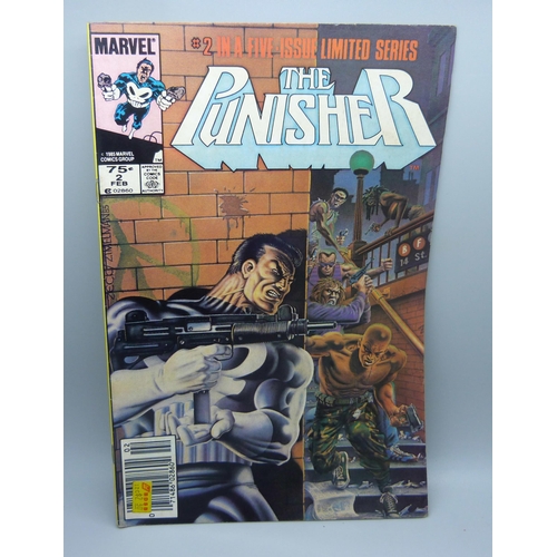 806 - Five Marvel comics, The Punisher mini-series, #1 to #5, marked #1, 3 and 4 in a four issue series an... 