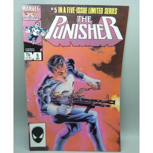 806 - Five Marvel comics, The Punisher mini-series, #1 to #5, marked #1, 3 and 4 in a four issue series an... 