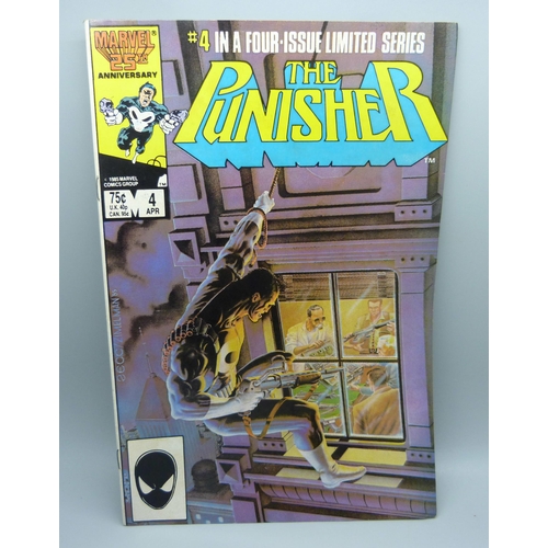 806 - Five Marvel comics, The Punisher mini-series, #1 to #5, marked #1, 3 and 4 in a four issue series an... 