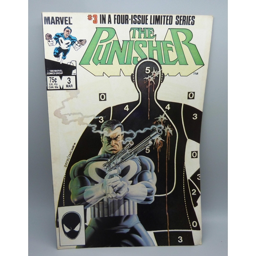 806 - Five Marvel comics, The Punisher mini-series, #1 to #5, marked #1, 3 and 4 in a four issue series an... 