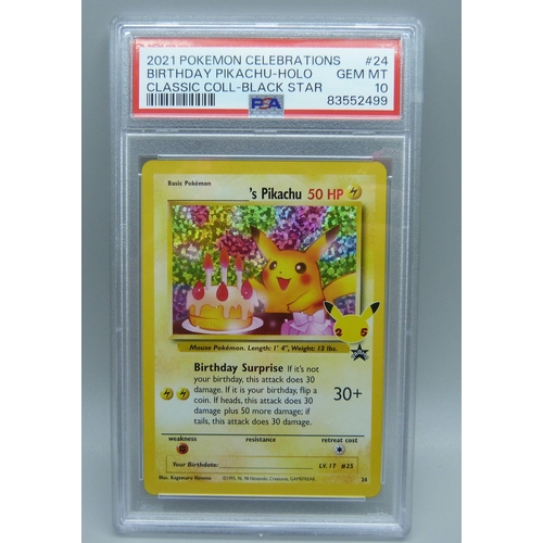 817 - A PSA 10 graded 2021 Pokemon Celebrations card, Birthday Pikachu holographic