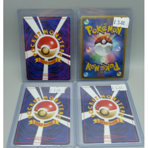 820 - Four Japanese Pokemon cards including three vintage pocket monsters and rare neo Espeon