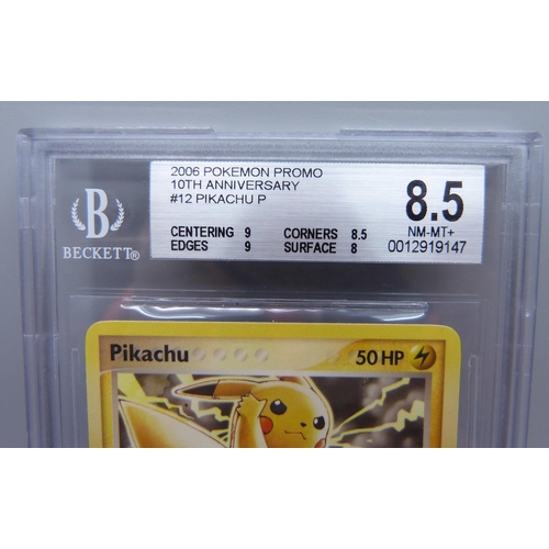 823 - A Beckett graded Pikachu (8.5) 2006 promo 10th Anniversary Pokemon card