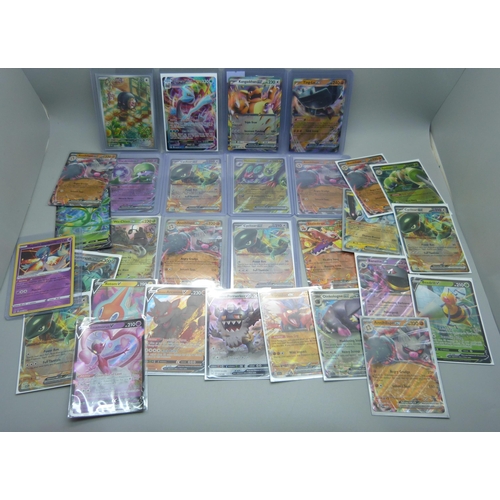 824 - Ten ex, promo, V max holographic Pokemon cards, and twenty other Pokemon cards