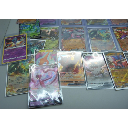 824 - Ten ex, promo, V max holographic Pokemon cards, and twenty other Pokemon cards