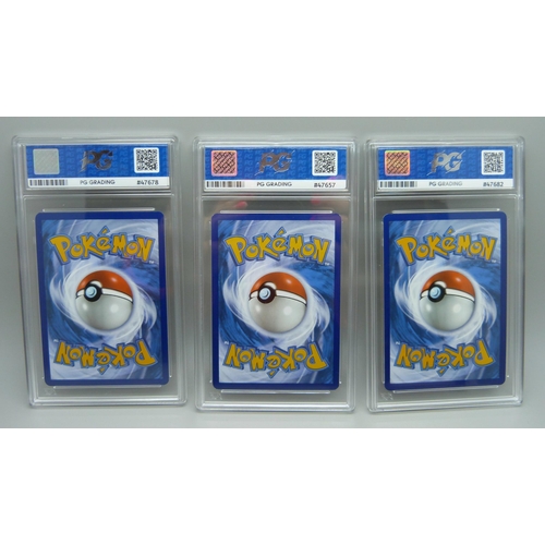 826 - Three graded scarlet and violet Pokemon cards, all graded 9