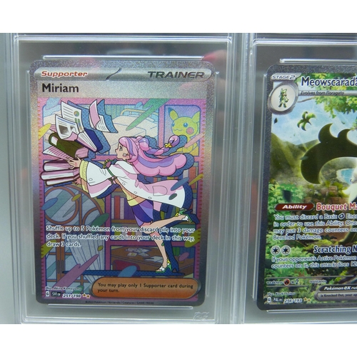 830 - Two graded 9 scarlet and violet Pokemon cards