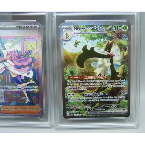 830 - Two graded 9 scarlet and violet Pokemon cards