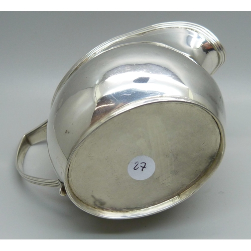 833 - A silver jug, worn London mark, 107g