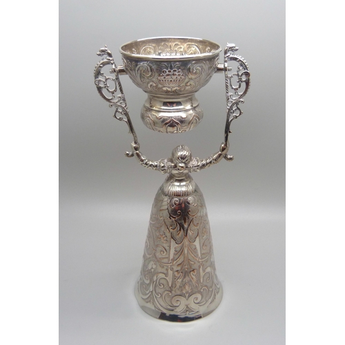 841 - A plated wager cup, German wedding cup, 19.5cm