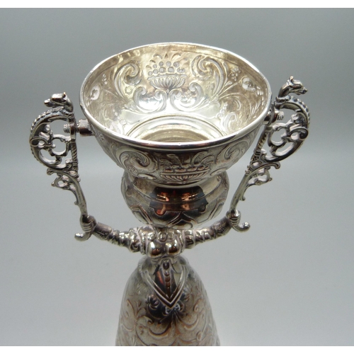 841 - A plated wager cup, German wedding cup, 19.5cm