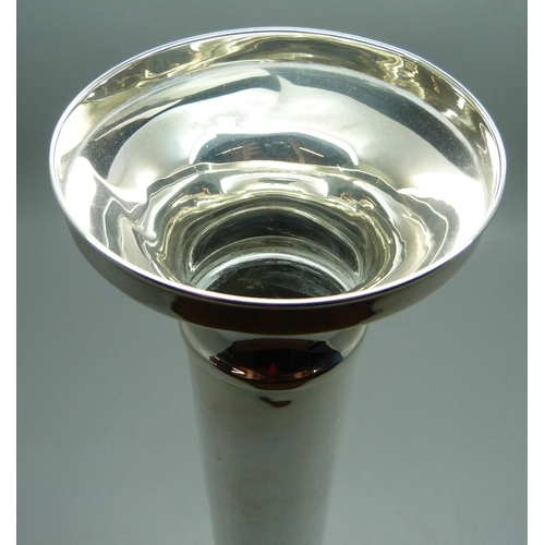 845 - A silver vase, 25cm, weighted base