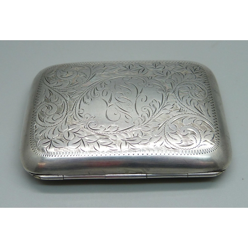 868 - A silver cigarette case, Chester hallmark, 55g