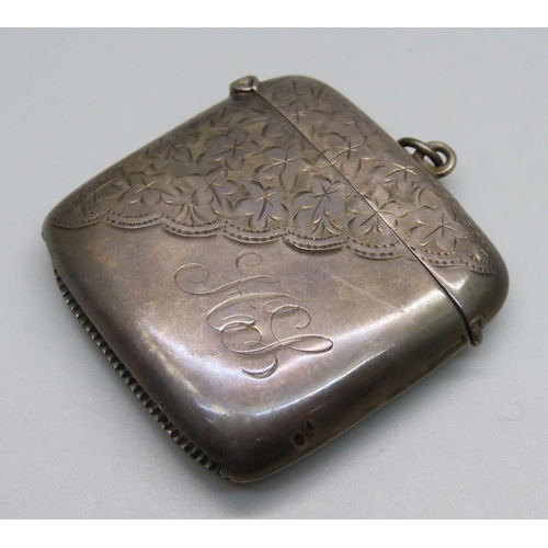 878 - A silver vesta case, Birmingham 1905