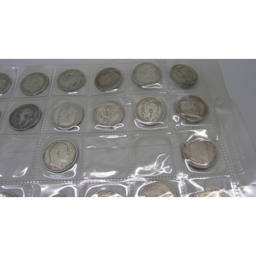 897 - Twenty-eight silver shillings, Victorian and later