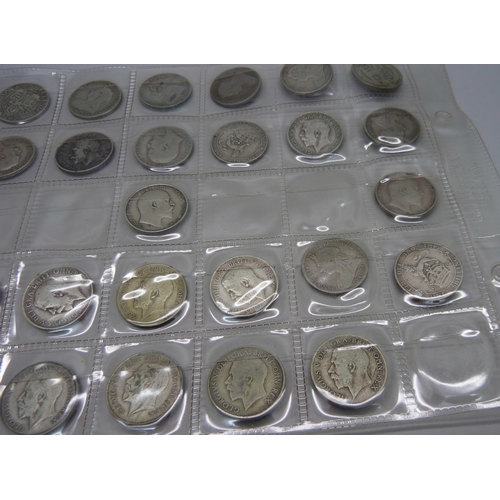 897 - Twenty-eight silver shillings, Victorian and later