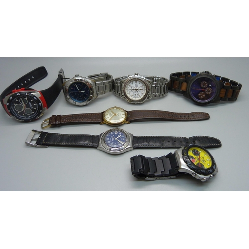 898 - Seven wristwatches including Pulsar, Swatch, Precimax and Lorus