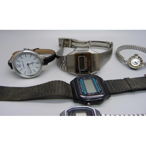 915 - Wristwatches including Casio alarm/chronograph, Sandoz LED, Avia, etc.