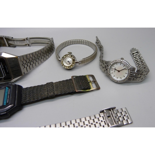 915 - Wristwatches including Casio alarm/chronograph, Sandoz LED, Avia, etc.