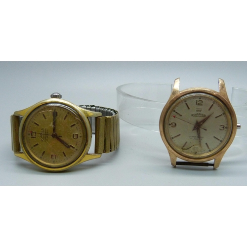 942 - Two Roamer wristwatches, the case backs marked Roamer Brevete Swiss made