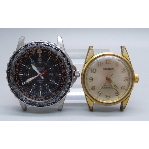 943 - Two Seiko wristwatches; quartz Sports 150 and Sea horse Diashock 17 Jewels