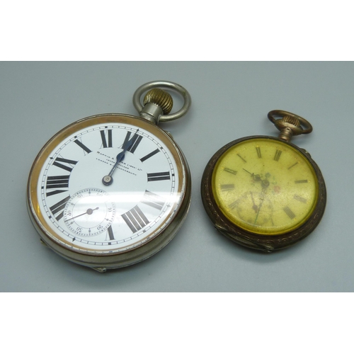 948 - A Mappin & Webb retailed Goliath top-wind pocket watch and a French .800 silver top-wind pocket watc... 