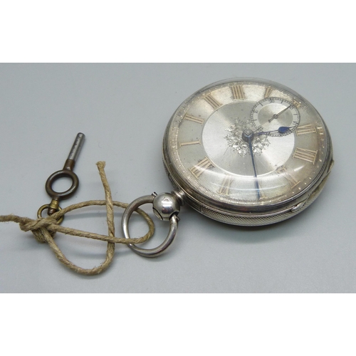 980 - A silver cased pocket watch, London 1856