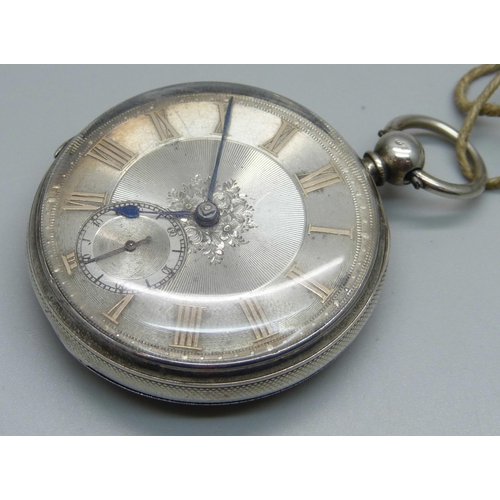 980 - A silver cased pocket watch, London 1856