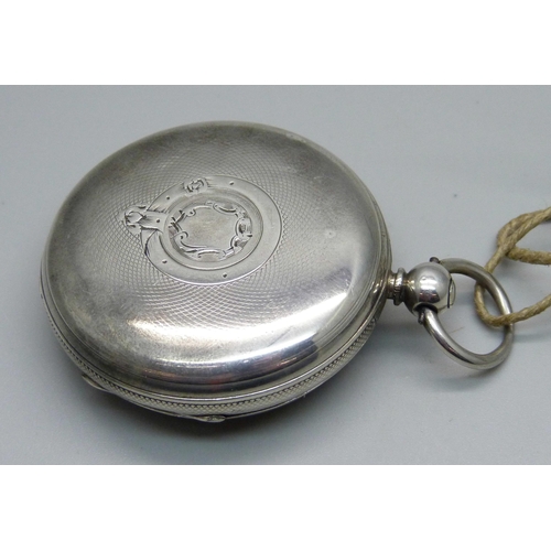 A silver cased pocket watch, London 1856