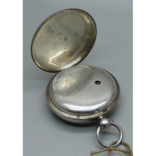 980 - A silver cased pocket watch, London 1856