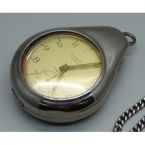 985 - A Kienzle Markant antimagnetic pocket watch with outer case, a silver chain, each link marked, no cl... 