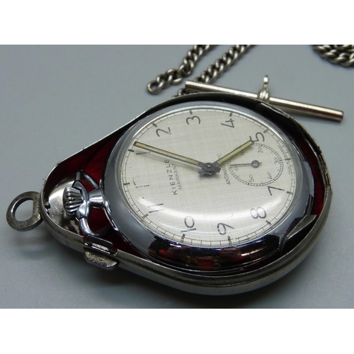 985 - A Kienzle Markant antimagnetic pocket watch with outer case, a silver chain, each link marked, no cl... 