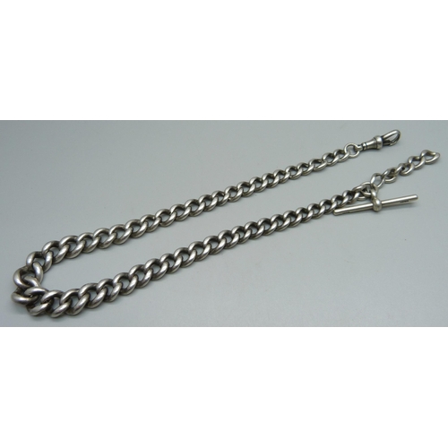 987 - A silver graduated link Albert watch chain, 62g, 35cm