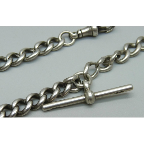 987 - A silver graduated link Albert watch chain, 62g, 35cm