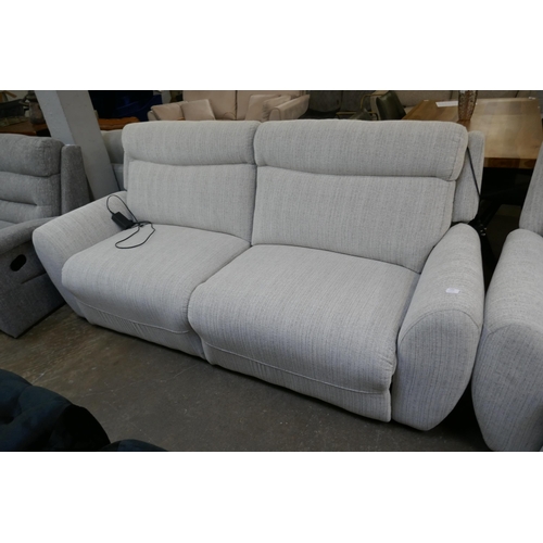 1498 - A grey weave three seater sofa, large two seater sofa, and armchair