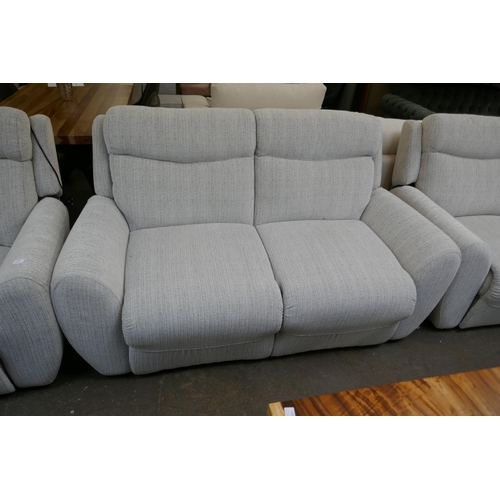 1498 - A grey weave three seater sofa, large two seater sofa, and armchair