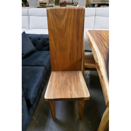 1500 - A hardwood dining table and four high back dining chairs