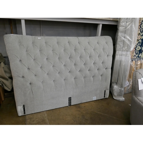 1515 - Dove grey velvet buttoned kingsize bed frame