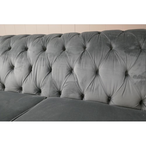 1495 - Bordeaux 4 seater button back velvet sofa -  Grey, Original RRP  £874.99 + vat (4194-27)     * This ... 