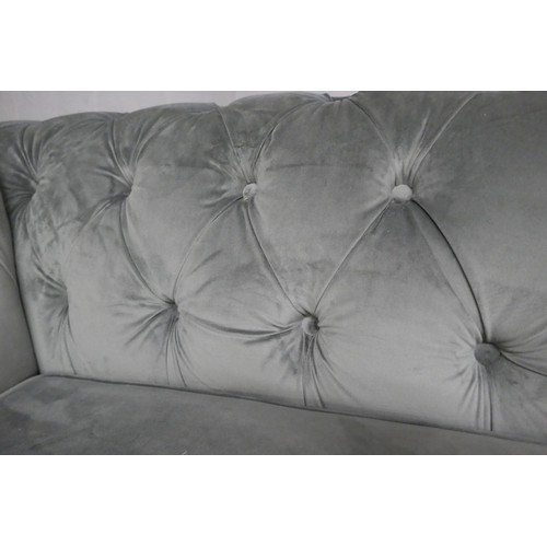 1495 - Bordeaux 4 seater button back velvet sofa -  Grey, Original RRP  £874.99 + vat (4194-27)     * This ... 