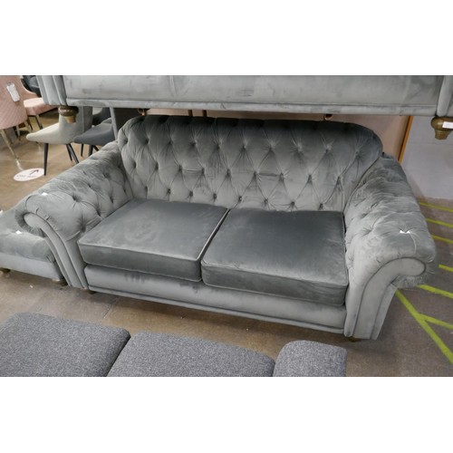 1496 - Bordeaux 2 seater button back velvet sofa -   Grey, Original RRP  £808.33 + vat (4194-26)     * This... 