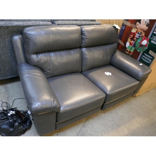 1605 - Grace 2 Seater power leather recliner sofa- grey, Original RRP  £774.99 + vat (4194-19)     * This l... 