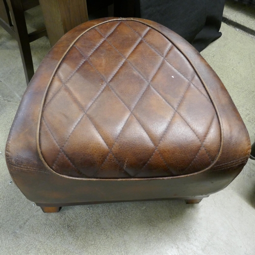 1621 - A Timothy Oulton brown leather pilot's chair and pouffe