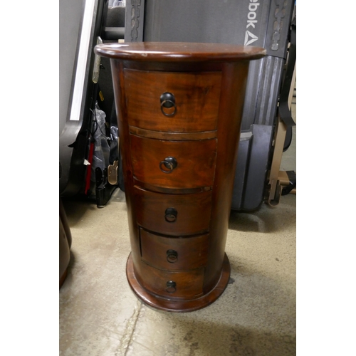 1622 - A cylindrical wooden chest of drawers